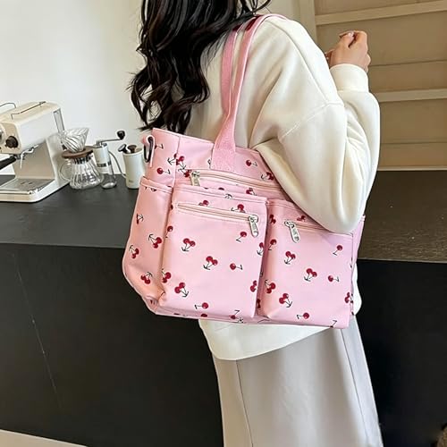 Image of Leopard Print Tote Bag for Women Everyday Work Cheetah Tote Canvas Shoulder Bag with Multiple Pockets for Travel Daily Use