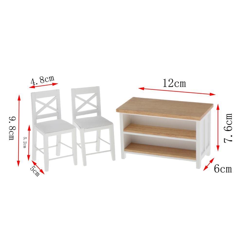 Casa delle Bambole Mini Hobby Set Mobili in Legno Miniaturizzato Accessori Realistici Sedia E Tavolo 1 12 Design Raffinato Fai da Te Adatta per, 3Pcs Cabinet Sedie