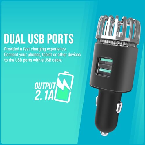 Car Air Purifier Ionizer, 12V Plug-in Car Air Freshener with Dual Fast Charge USB Car Charger, Release 5.6 Million Anion, Removes Dust, Cigarette Smoke, Bad Odors, Black - Image 5
