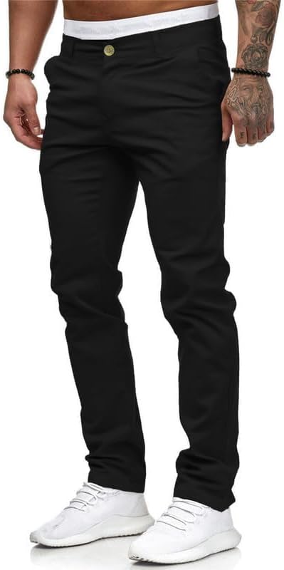 Mens Chinos Slim Fit Stretch Flat-Front Skinny Dress Pants - Image 3