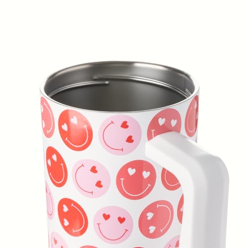 Image of Simple Modern 40 oz Trek Tumbler with Handle and Straw Lid | Cup Holder Friendly Insulated Stainless Steel Travel Mug | Happy Heart Eyes