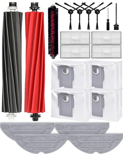 iRobacc S8 PRO Ultra Zubehörset für Roborock S8 PRO Ultra Ersatzteile 21 Stück 2 Rollenbürste 4 Seitenbürsten 4 Staubbeutel 4 HEPA-Filter 4 Wischtücher 1 Selbstreinigende Bürste