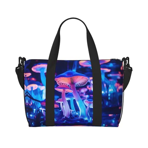 Phayah Glowing Mushroom Crossbody Travel Bag Overnighter Duffel Bags Carry On Size Ideal For School Or Overnight Travel Bag