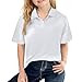 Boys School Uniform Polo Shirts Size 14-16 School Clothes Short Sleeve Collar Button Girls Shirts Size 14 Fashion Summer Girls Blouse 6-7 Clothes for Teen White 7-8 Years