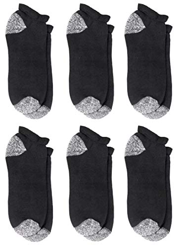 Fruit of the Loom Men's 6-Pack Low Cut Socks, Shoe Size: 6-12, Black