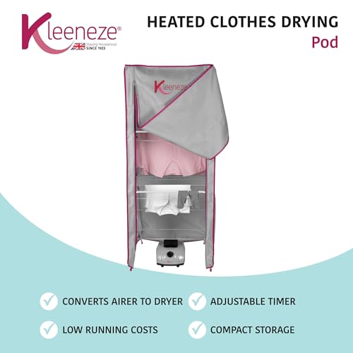 Kleeneze Heated Pod Drying System – Convert 3 Tier Airers To A Heated Clothes Airer, Compatible with Most 3 Tier Airers (65 x 55 x 145cm), Easy Assemble Drying Rack, Low Running Costs, KL034306UKF - Image 2