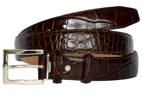 Image of Men's Italian Crocodile Embossed Leather Belt | Genuine Italian leather. Refined crocodile embossed texture. 35mm (1.38 inch) dress width. Handmade in Italy. Gift boxed.