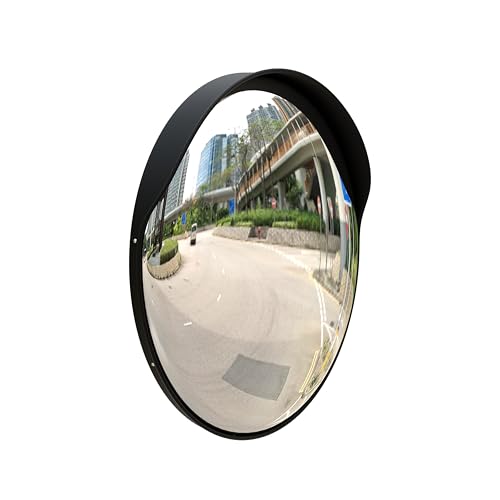 Image of Berry 80CM Convex Safety Mirror | Outdoor Security Mirror -Black | Blind Spot Mirror with Adjustable Angle for Driveways, Garages, Warehouses