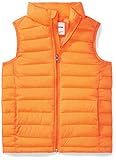 Amazon Essentials Boys' Lightweight Water-Resistant Packable Puffer Vest, Orange, XX-Large