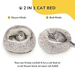 CATISM Plush Hooded Cat Bed, Calming Nest, Self-Warming Cave, Cozy Pod for Indoor Cats or Small Dogs, Removable Washable Cove With Non-Slip Bottom - Image 3
