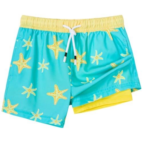 Image of SURF CUZ Boys Swim Trunks with Boxer Brief Liner Toddler Boy Stretch Swimsuit Shorts Quick Dry Swimming Trunks Bathing Suit