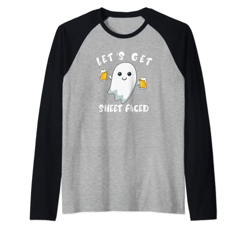 Divertido Halloween Beber Party Camisas Cerveza Fantasma Disfraz Hombres Camiseta Manga Raglan