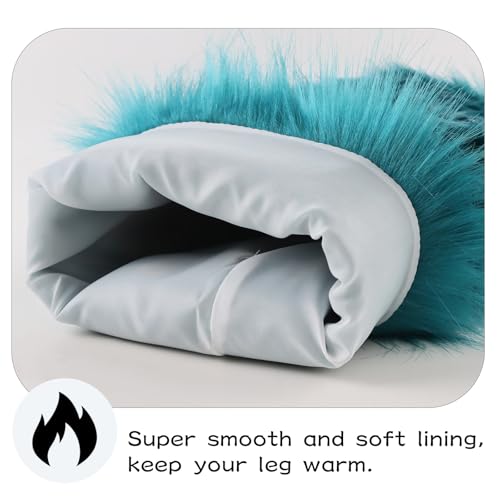 Image of Peecabe Winter Women Faux Fur Fluffy Leg Warmers Fuzzy Long Boot Covers Furry For Christmas