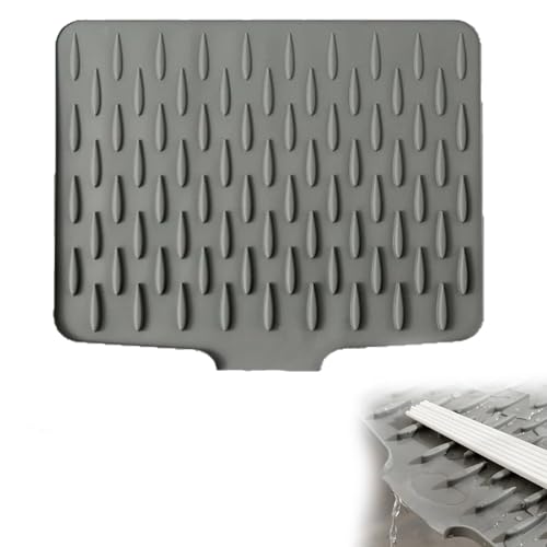 No Spill Silicone Worktop Drainer, Heat-Resistant Drain Mat with 15.6 Slope, Non-Slip Pad for Kitchen Sink & Bathroom, Protects from Drips & Scratches (1)