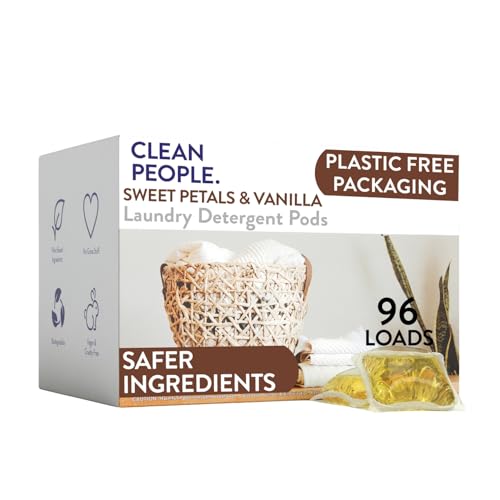 Image of The Clean People Laundry Detergent Pods - Hypoallergenic Laundry Pods - Ultra Concentrated, Recyclable Packaging, Stain Fighting - Sweet Petals, 96 Pack