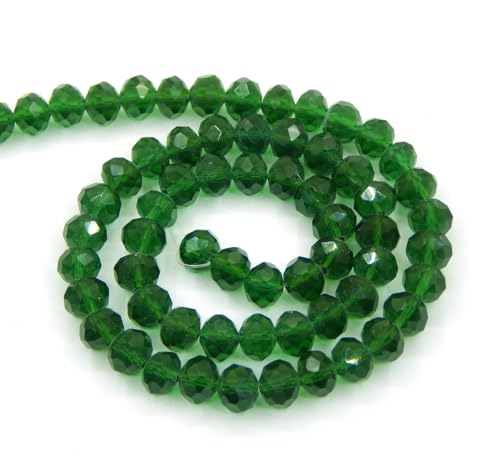 Perlin Pack of 120 Czech Bohemian Crystal Beads, 4 mm, Faceted Rondelle, Green, dark green, Klein