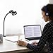 QWORK Gooseneck Microphone Stand 13 Inch, Clamp-On Desktop Mic Stand with 360° Flexible Arm, Heavy-Duty Desk Mount, 3/8