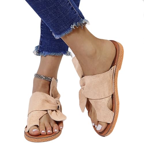 Women Non-Slip Plantar Fasciitis Beach Slippers,Summer Fashion Big Toe Foot Corrector Sandal,Flat Casual Orthopedic Flip Flops4