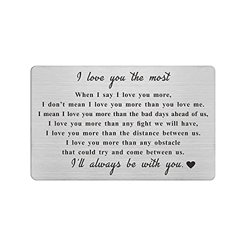 Laluminter When I Say I Love You More Wallet Card, Men Gifts for Birthday Husband, Anniversary Engraved Card for Him, Just Because Presents, Fathers Day