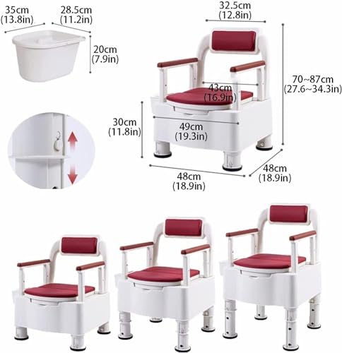 Krzesło toaletowe Commode – przenośne rozwiązanie nocne dla seniorów i niepełnosprawnych – do użytku domowego, wygodna konstrukcja, łatwa do czyszczenia
