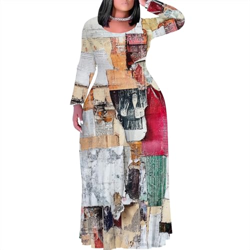 Image of PinkPatty Women's Plus Size Long Sleeve Maxi Dresses T Shirt Boho Fall Dress with Pockets