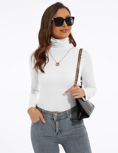 Women's Turtleneck Long Sleeve Shirts Slim Fitted Lightweight Base Layer Casual Tops4