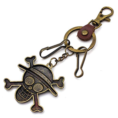 Gydthdeix 1 Pcs Cool Personalized Cartoon Anime One Piece Pirate Alloy Luffy Keychain Skull Hat Bronze Fittings Key Chains Toy Gift Fashion Ornaments Coin Purse Car Keyring Bag Buckle Phone Pendant #TOP1