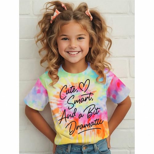 CM C&M WODRO Toddler Baby Girls T-Shirt Funny Letter Graphic Tee Tie Dye Birthday Shirt Short Sleeve Kid Girl Cute Summer Top2