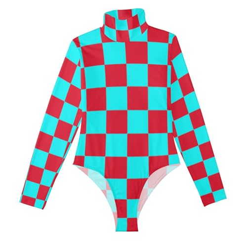Col roulé à carreaux Buffalo cyan et rouge résolvant le style de mi-saison