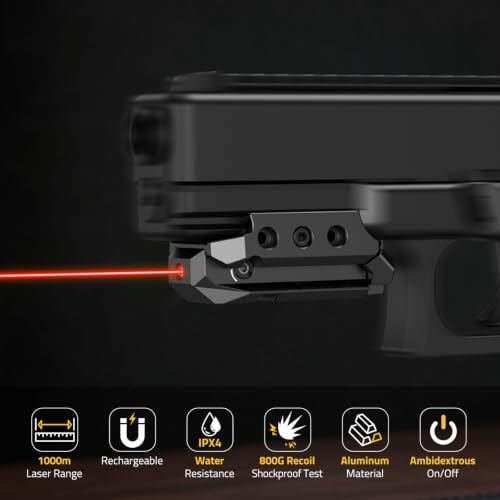 CVLIFE Rechargeable Picatinny Red/Green Laser Sight for Pistol | Low Profile 21MM Picatinny Rail Mount Pistol Laser Sight for Shooting Hunting, Magnetic Charging Port, Ambidextrous Switches — view 5