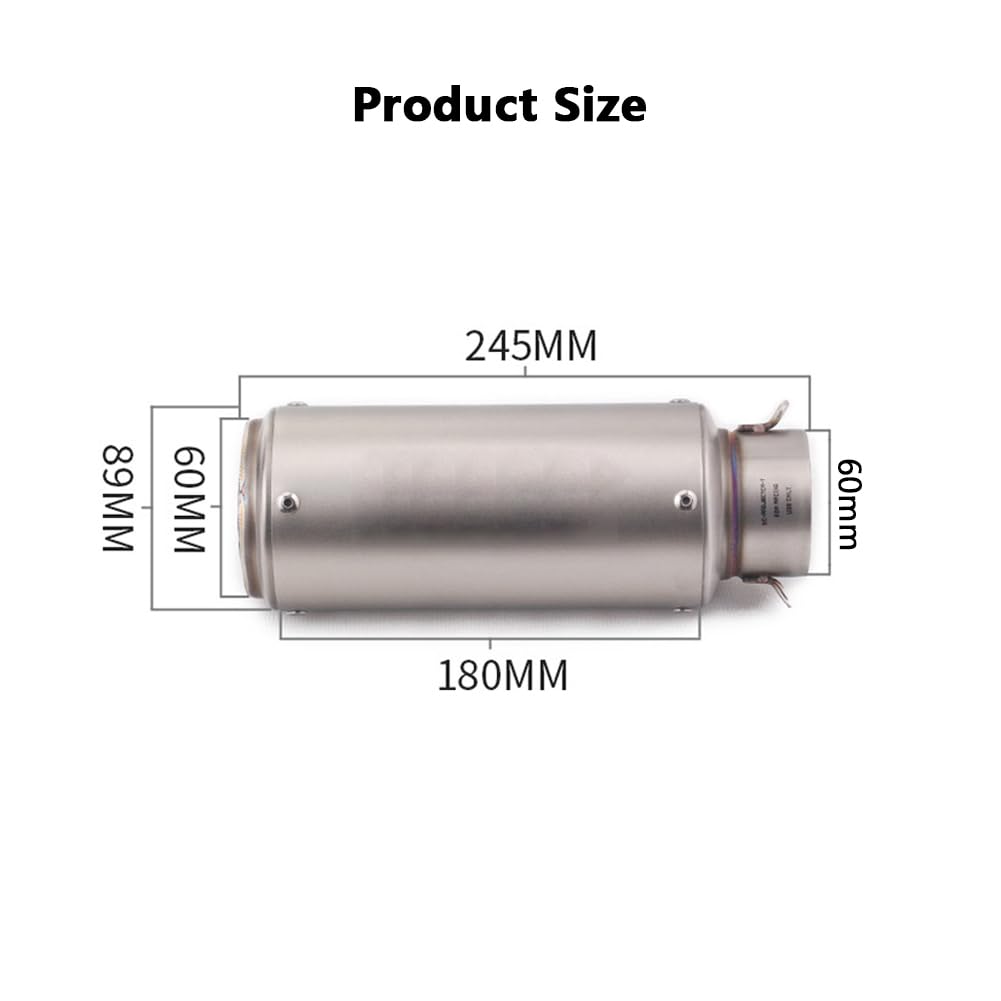 Universal 60mm Motorrad Auspuff Motorrad Zubehör Noise Eliminator Schalldämpfer Schalldämpfer Hinten Endrohr Refit DB Killer für ATV Pit Bike Scooter für Z250 ZX6R R6 GSX1000 (Silver 3)