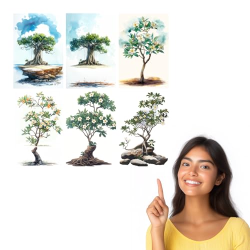 Image of SiddArtify Tropical Watercolor Botanical Tree - Plumeria Print Set - 300GSM Board - 8x12 Inch - Pack of 6 Wall Room Decoration art Poster Prints