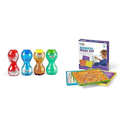 Image of hand2mind Express Your Feelings Sensory Bottles + Mindful Maze Boards | Calming & Mindfulness Activity Sets for Kids