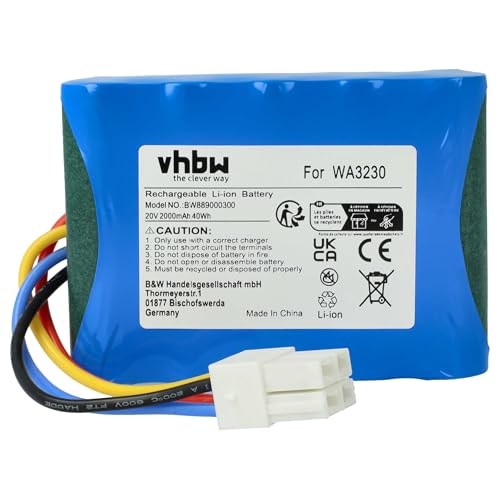 vhbw Batterie Compatible avec Kress Mission KR101, KR101E, Nano 600 KR101E, KR113, KR100, KR123E Robot Tondeuse Tondeuse (2000mAh, 20V, Li-ION)