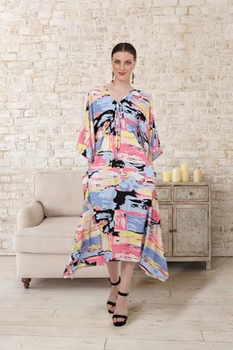 Robe kaftan imprimé géométrique abstrait haut de gamme au tombé impeccable - 2
