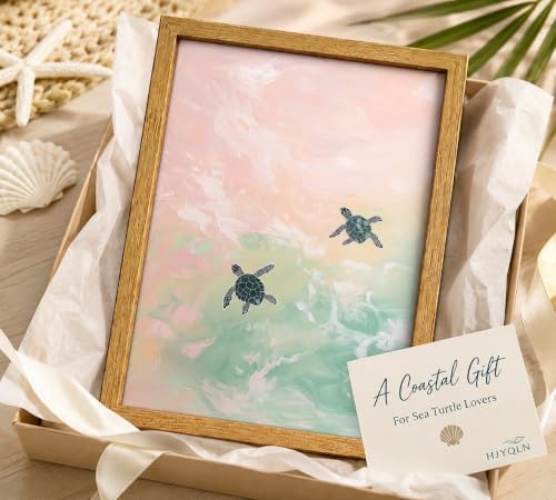 Framed Coastal Turtle Wall Art,Ocean Animal Picture,Summer Wall Decor — view 7