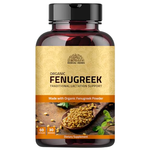 Hebhac Herbs Fenugreek Capsules for Women 1000mg Dietary Supplement | Organc Fenugreek Powder Capsules Promotes Healthy Lactation Potent Fenugreek Seed Supplement Capsules (60 Capsules)