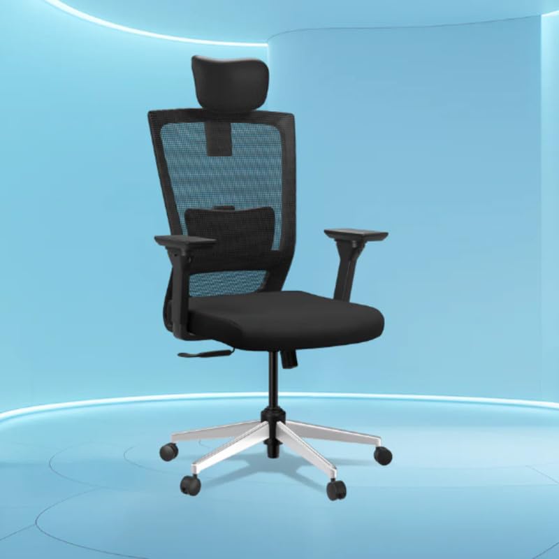 Image of The Sleep Company Stylux Premium Ergonomic Office Chair | Patented SmartGRID seat | SpinePro Lumbar Support | Work, Home, Study | Adjustable Headrest & 4D Armrests | Free Installation| Black