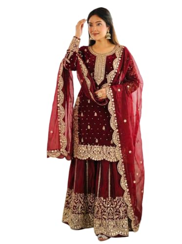 Image of Women's Casual Salwar Suit Pure Heavy Fendy Silk With Embroidery Sequence Work Full Sleeves Salwar Suit With Dupatta.Women's Ethnic Wear