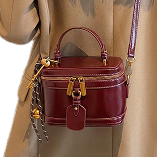 Square Box -Geldbörse für Frauen - Quadrakasten Umhängetasche, PU Leder -Retro -Umhängetasche für Frauen | Geburtstagsmutter Tag vielseitig Mode große Kapazität für Kosmetika, Handy, Schlüssel, Brown1