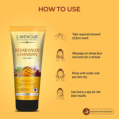 Image of L'avenour Kesar Haldi Chandan Face Wash For Men & Women | Natural Ubtan Facewash | Lightens Hyperpigmentation, Improves Skin texture & Reduces Dryness 115ml (Pack of 3)