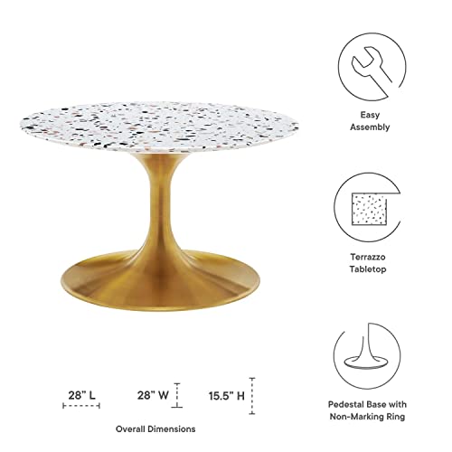 Modway Gold And White Lippa Round Terrazzo Coffee Table Eei-5711-Gld-Whi #TOP5