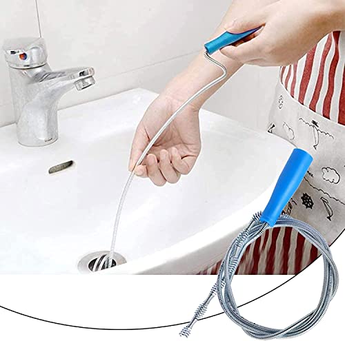image for QOOWFEANIG Hair Drain Clog Remover Drain Relief Auger, 6 in 1 Sink Sna