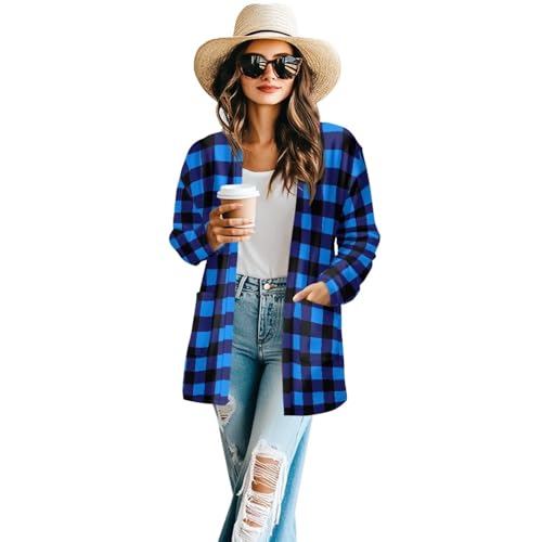 Image of Women's Aztec Open-Front Jacket Lightweight Casual Outerwear Native Western Aztec Pattern & Plaid Houndstooth Print