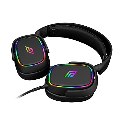 Noua Banshee Gaming Headset RGB USB over-ear driver 50 mm, gaming hoofdtelefoon met 3,5 mm jack en externe audiokaart USB 7.1, flexibele microfoon voor pc, Mac, laptop, PS4, PS5, Xbox One - Afbeelding 7