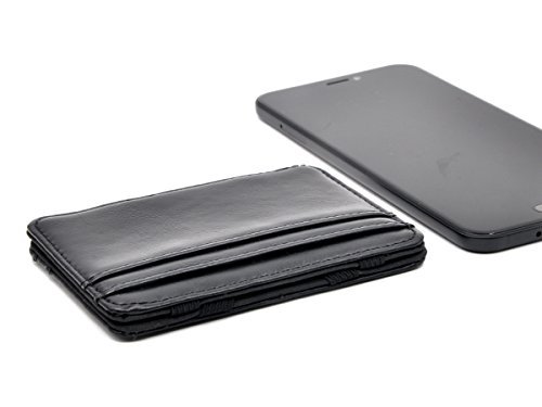 Patty Both Slim Leather Pocket Wallet with Magic Money Clip & Card Holders (Black)3