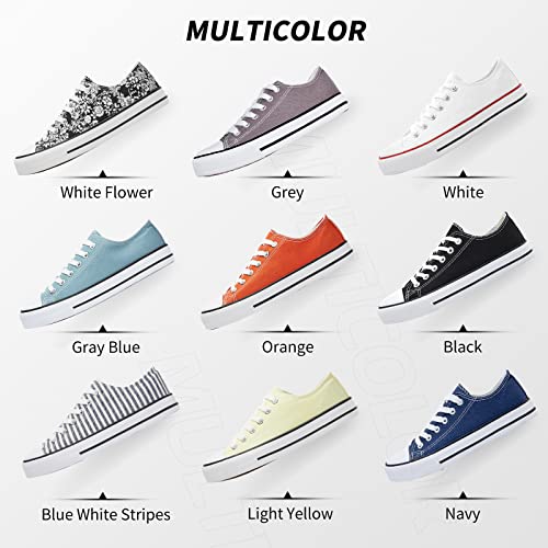 Adokoo Womens Canvas Shoes Casual Cute Sneakers Low Cut Lace Up Fashion Comfortable For Walking(Blue,Us9) #TOP5