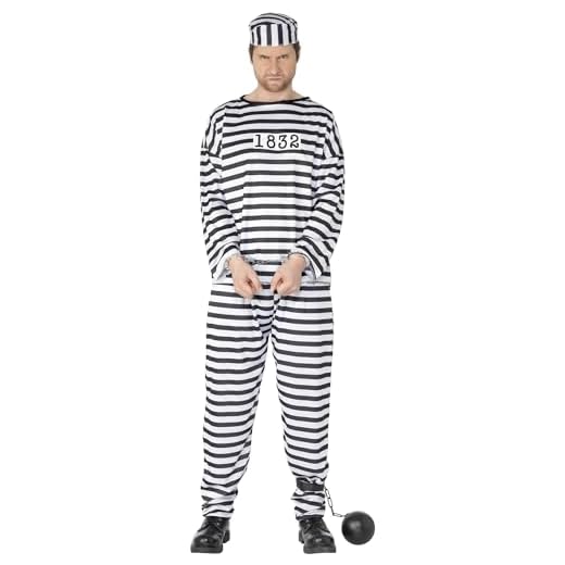 Smiffys Disfraz de prisionero, con camisa, pantalones y gorro Halloween