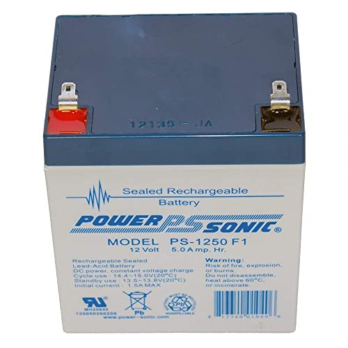 Power Sonic Rechargeable Sealed Lead Acid Battery Ps-1250 12V 5.0Ah @ 20-Hr. 12V 4.5 Ah @ 10-Hr. (Ps-1250F1) #TOP1