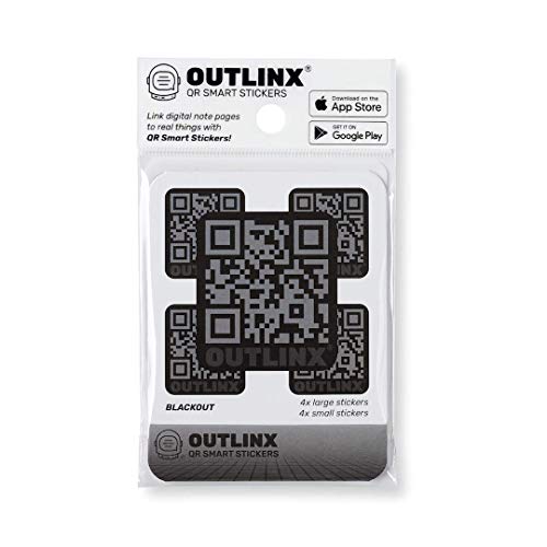 OUTLINX QR Smart Stickers | Stick Digital Notes to Your Things | Blackout 1-Pack 8X Stickers